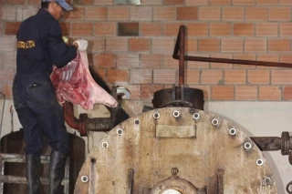 Incineración de la carne de chigüire incautada, por no estar apta para el consumo humano.